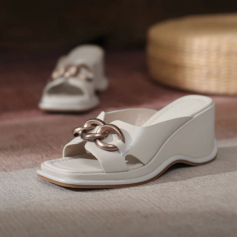 

Модные туфли на танкетке и на платформе на высоком каблуке; Женские туфли-лодочки из натуральной кожи 2021 летние туфли вечерние офисные женс...