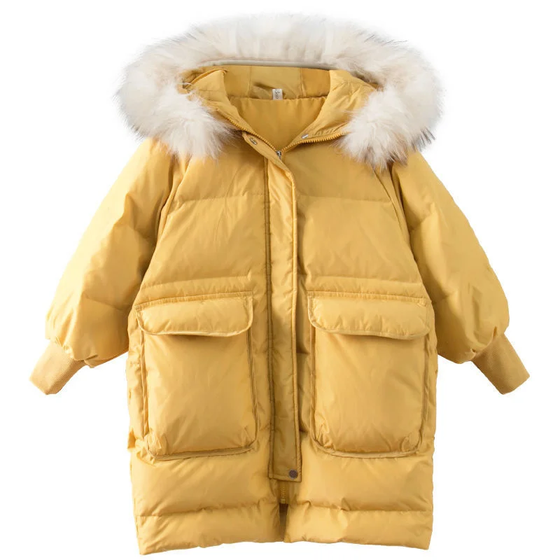 

Kids Winter Teens Girls Children Clothing Boys Long Jacket Baby Girl Clothes Faux Fur Collar Coat Snowsuit Outerwear Coat Parka