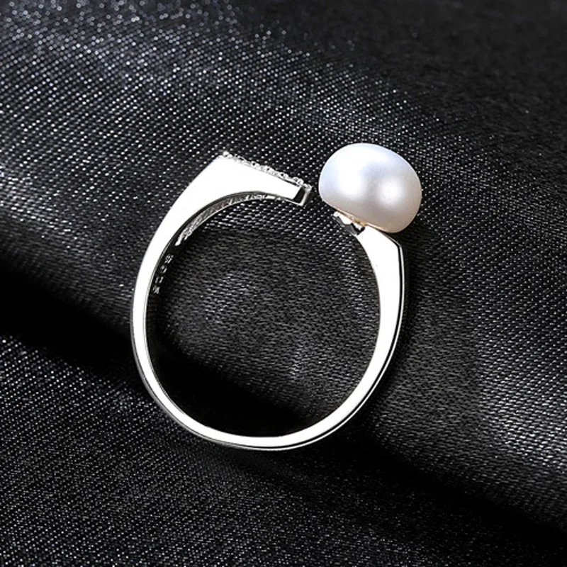 

COSYA Pearl Adjustable Ladylike 100% 925 Sterling Silver High Carbon Diamond Women Rings For Valentine's Day Fine Jewelry Gift