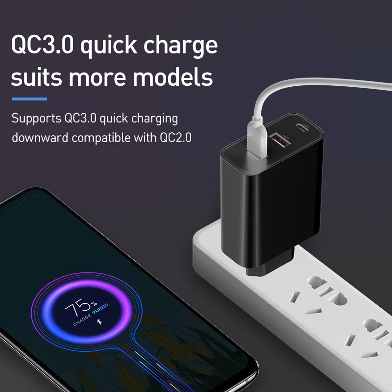 Baseus 3 порта USB PD зарядное устройство 60 Вт для iPhone 11 Pro Xs Max XR быстрое зарядное устройство для телефона Quick Charge 4,0 3,0 FCP SCP для Xiaomi huawei