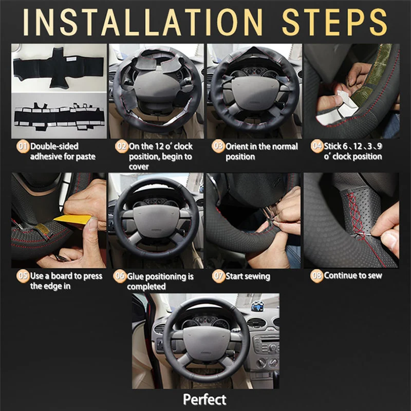

Sun Protection Breathable Artificial Leather Car Steering Wheel Cover for BMW E60 E61 (Touring) 530d E63 2003-2010 E64 2004-2010
