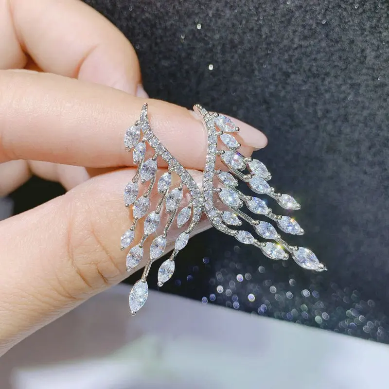 

1pair Wing Tassel Shaped Earring Studs Luxury Full-jewelled Earring Studs Sexy Earrings Fashion Jewelry for Woman Gift