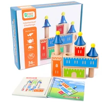 baby montessori material wooden building blocks kids early learning toy diy castle assembling game children toys gifts