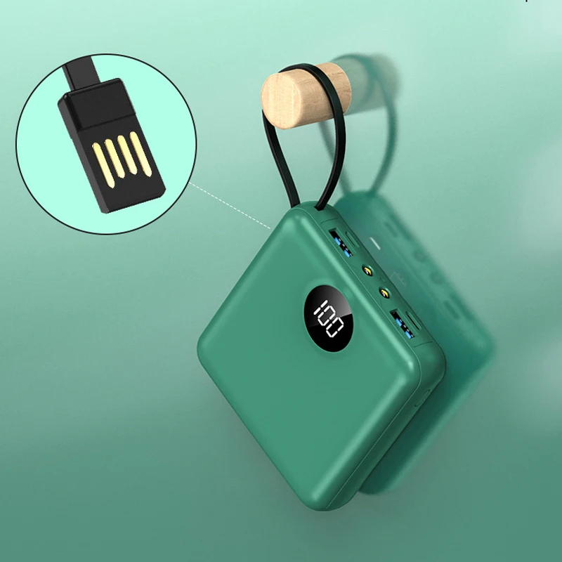 mini powerbank 20000mah built in cable external battery portable charger power bank for mobile phone tablet with digital display free global shipping