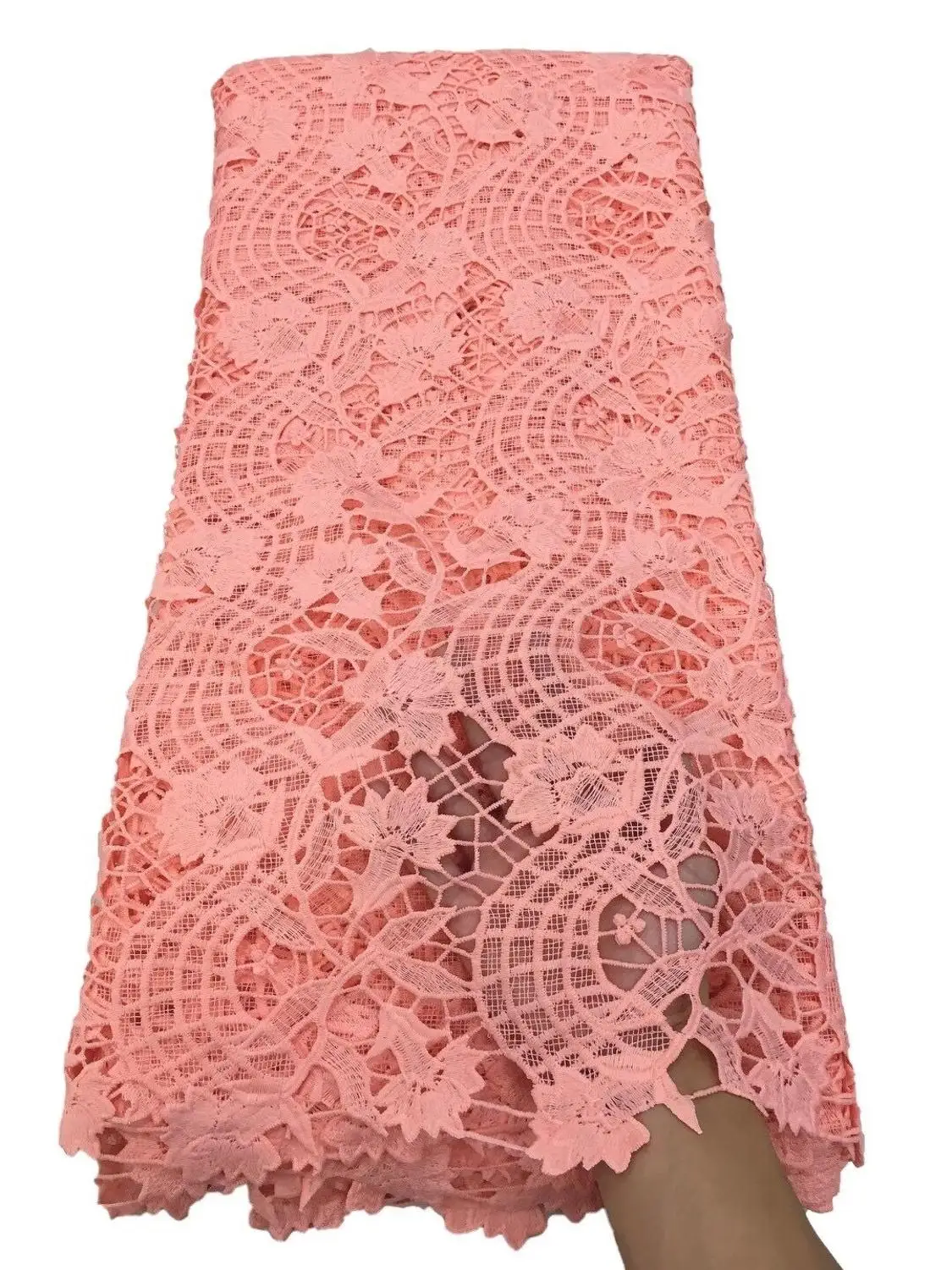 

High quality nigerian guipure lace fabric African cord lace mesh lace fabric 2020 Latest France cord lace for party dress