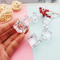 10pcs 3d resin cube ice charms dangle for jewelry finding transparent ice pendant fit necklace keyring earring accessory