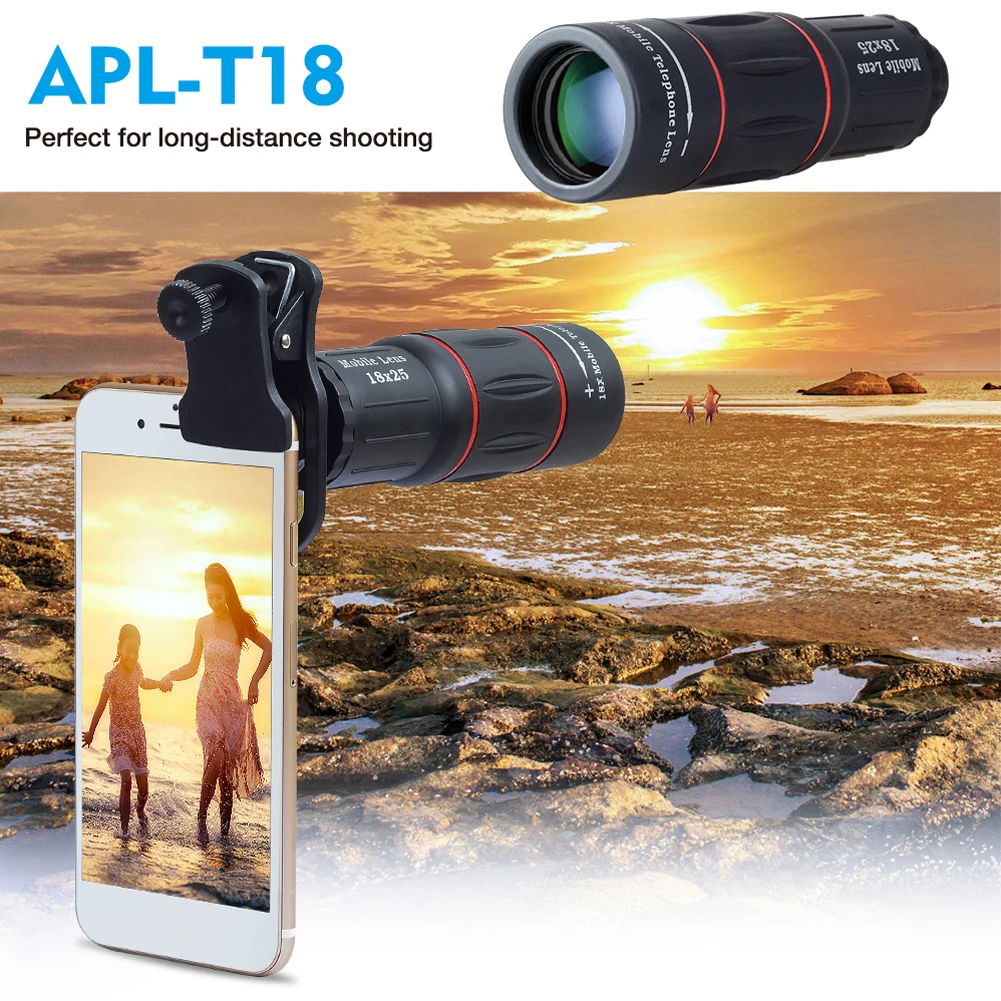 

18X Telescope Zoom Lens Monocular Mobile Phone Camera Lens For IPhone Samsung Smartphones For Camping Hunting Sports Description