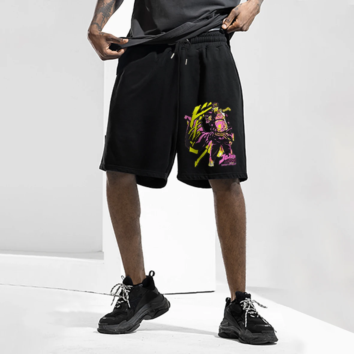 

JoJo's Bizarre Adventure Men's Shorts Japanese Style Anime Men Casual Shorts Summer New Male Printing Drawstring Shorts Pants