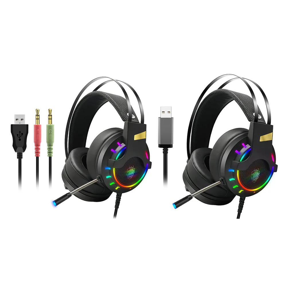Проводные Игровые наушники K3 с RGB подсветкой 3 5 мм USB 7 1 микрофоном проводные для