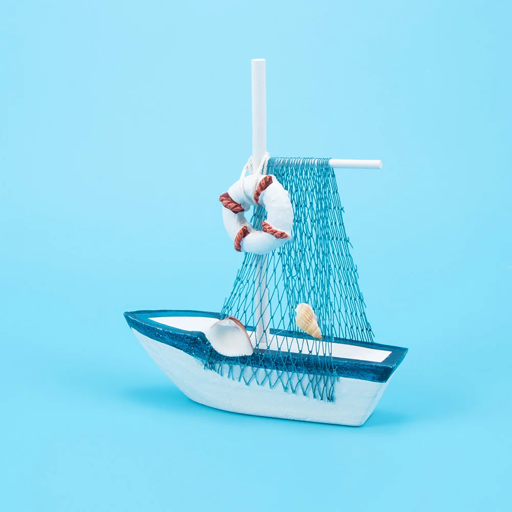 Винтажный Средиземноморский стиль морской мореходный деревянный синий парусник