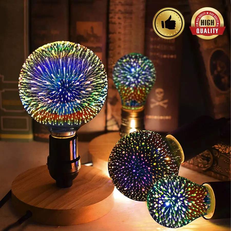 3D Фестивальная лампа 6 Вт E27 Светодиодная креативные красочные огни G125 фейерверк