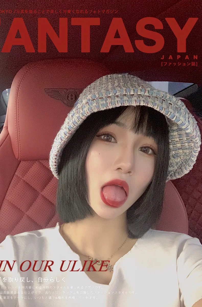 2020 autumn and winter bear knitting fisherman hat Japanese hat hat female sunscreen sunscreen knitted big hat