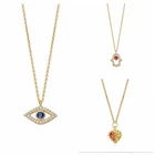 Ожерелье для девушек из 18-каратного золота с сердцем и красным Цирконом