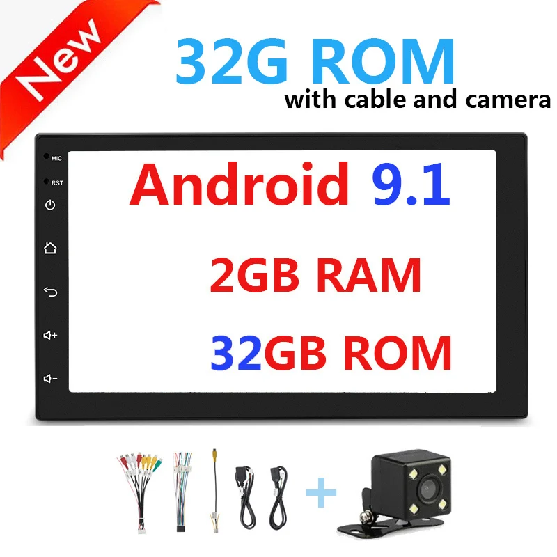 Up 32 w Acces. Cam Универсальное Авто Радио Android 8,1/9,1 2 Din автомобильное радио 7 дюймов видео аудио стерео 2Din Bluetooth Mp5 Мультимедиа Gps Wifi 45 - Цвет: Up 32 w Acces. Cam