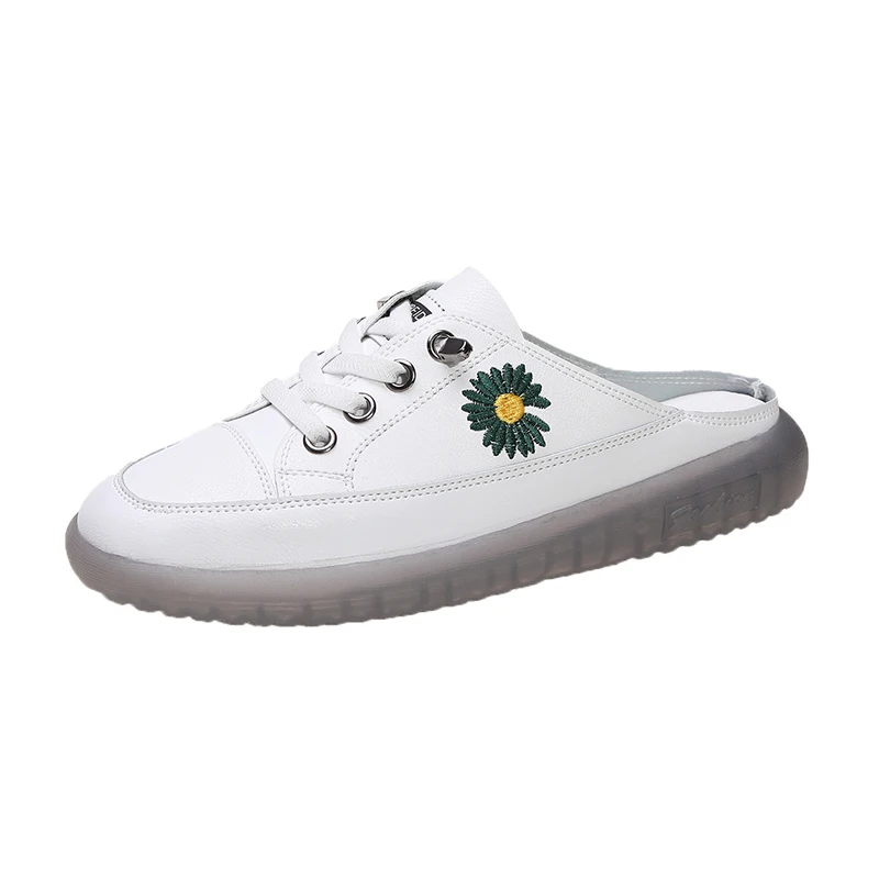 Женские летние шлепанцы без задника Модные слипоны на плоской подошве Обувь со