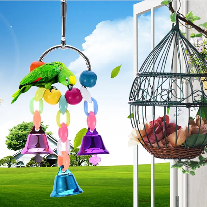 

Colorful Beads Bells Parrots Toys Bird Accessories For Pet Toy Swing Stand Budgie Parakeet Cage Pet Bird Parrot Chew Swing Toys