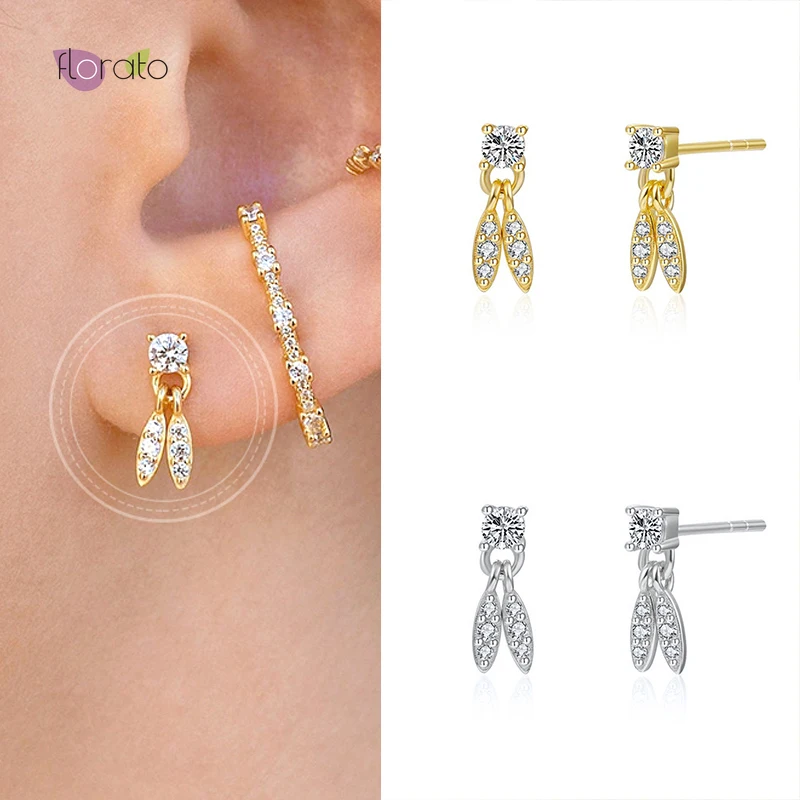 

Simple Crystal Stud Earrings 925 Silver Elegant And Lively Girl Earrings Fashion Trend Jewelry For Women Birthday Gifts Party