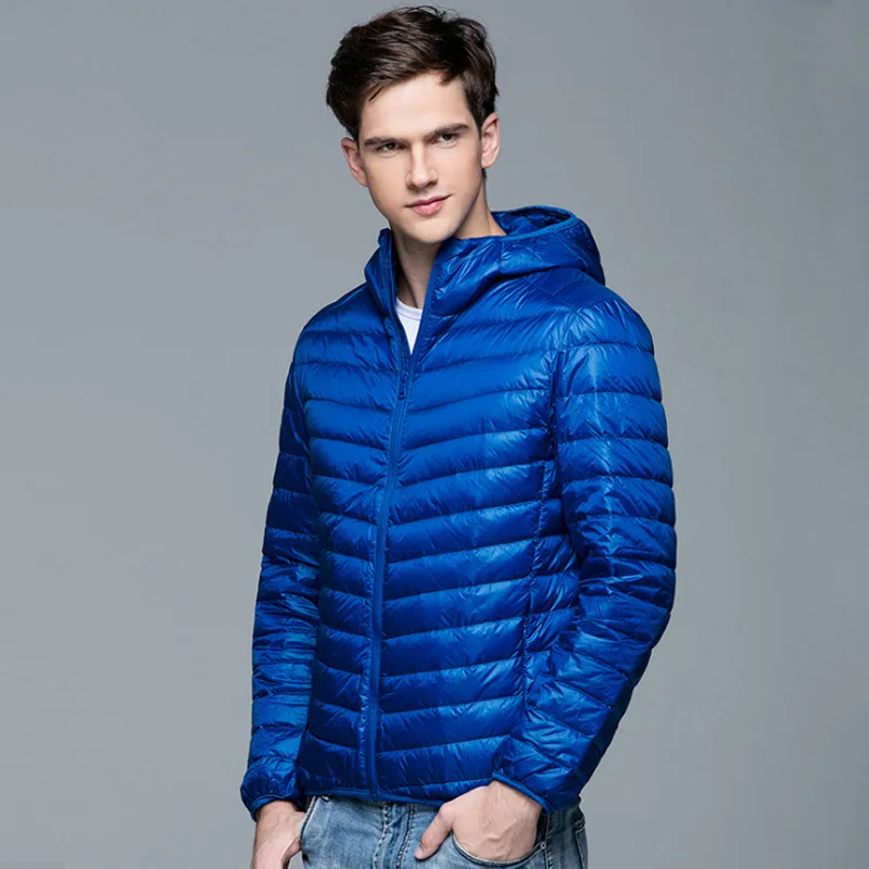 

2022 Men Winter Coat Fashion Hooded 90% White Duck Down Jackets Plus Size Ultralight Down Coat Portable Slim Down Parkas 5XL 6XL