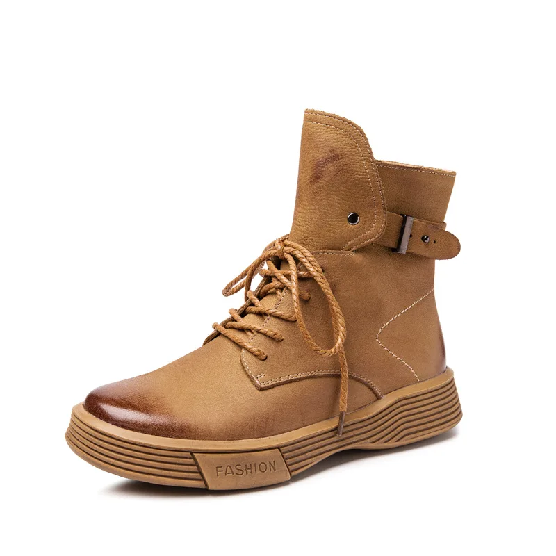 

First Layer Cowhide Martin Boots Women's Genuine Leather 2021 Autumn and Winter New European and American Style Short Boots