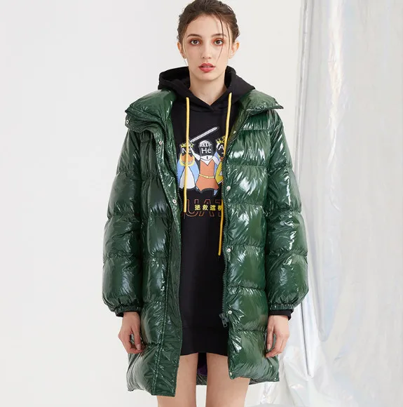 Женское длинное пальто на белом утином пуху модная Женская Толстая Теплая