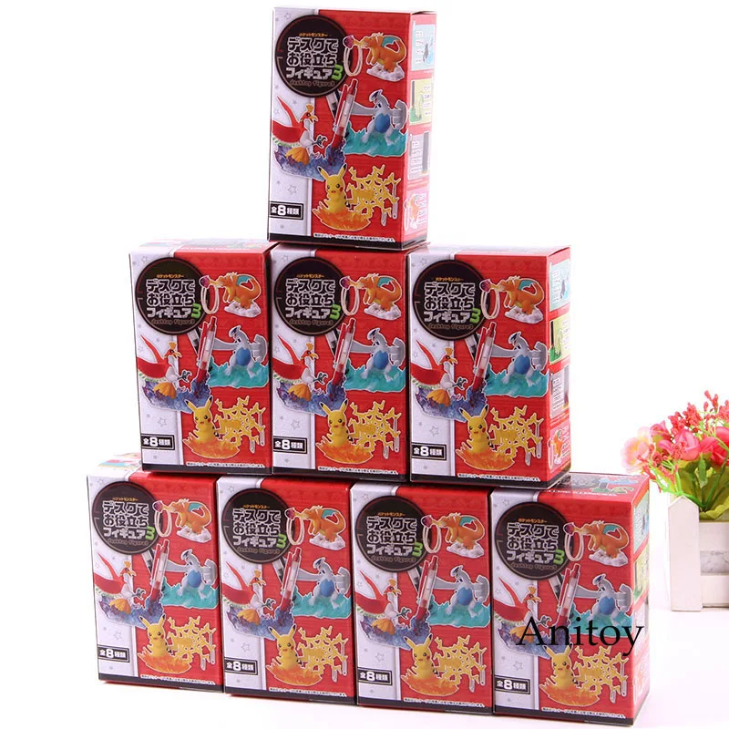 Монстры Lugia Ho-Oh Стрекоза Chikorita Totodile фигурка мультфильм аниме ПВХ Коллекция Модель игрушки 8 шт./компл - Цвет: with colorful box