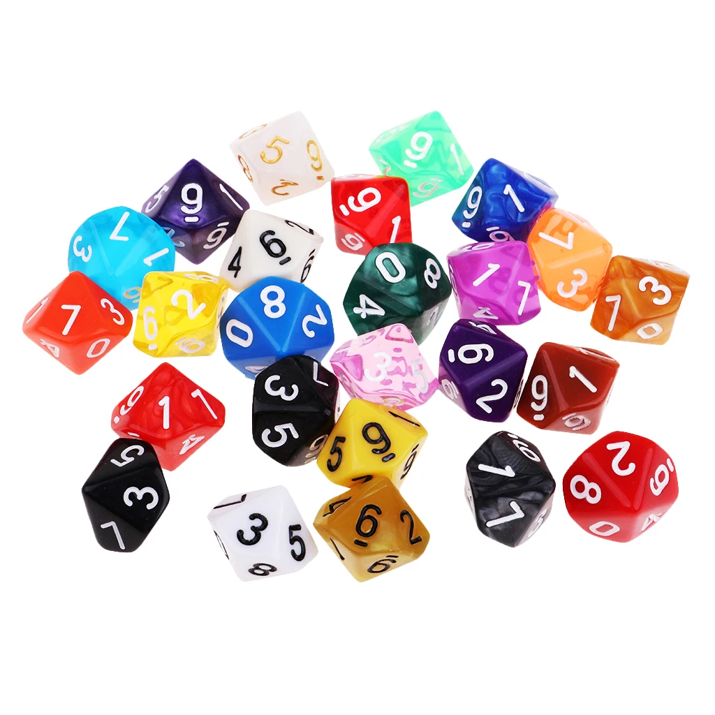 25x16 мм многосторонние цифровые игральные кости D10 для TRPG MTG DND аксессуары ролевых