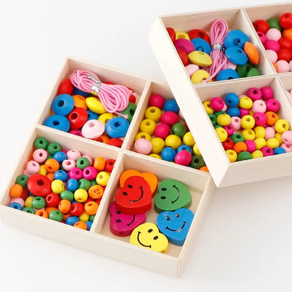 Набор деревянных бусин для детского сада многоцветный креативный пазл