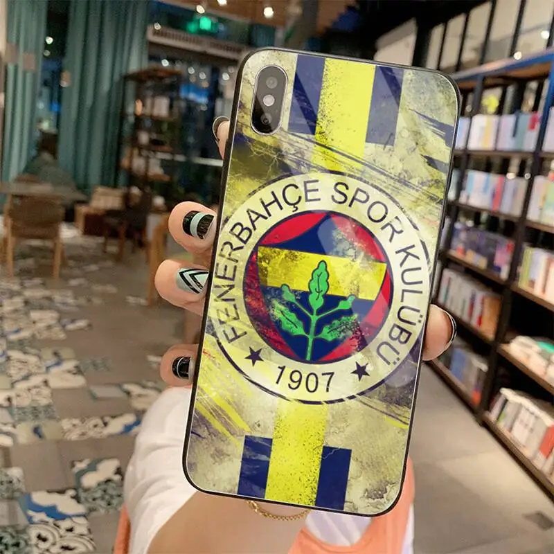 Турция Fenerbahce Футбол черный мягкий чехол для телефона закаленное стекло iPhone 11 Pro XR