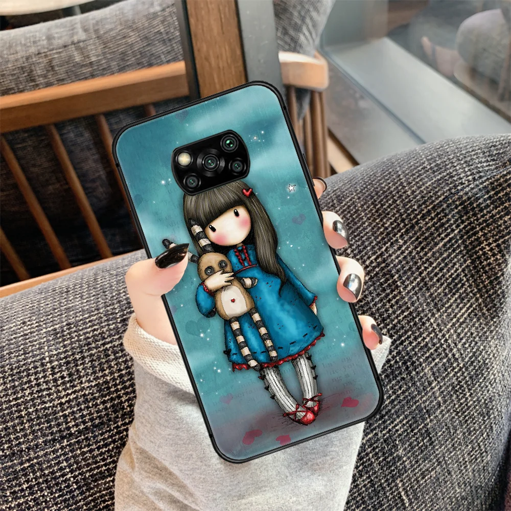 

Cartoon Lovely Santoro Gorjuss Phone case Cover Hull For Xiaomi Mi A2 A3 8 9 9T Note 10 Se Lite Pro black Prime Pretty Bumper