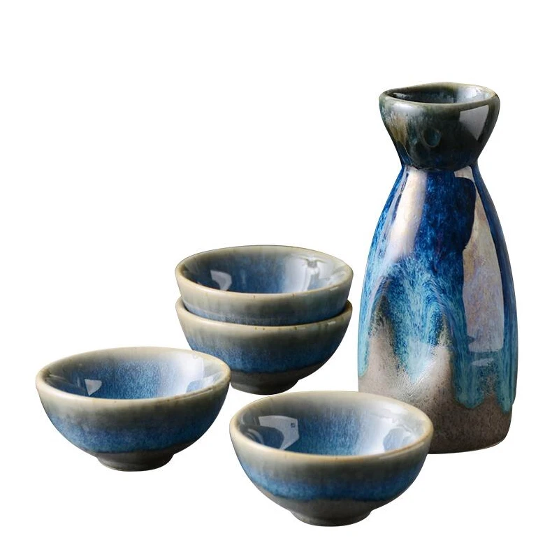 

Handmade Ceramics Hip Flask Set Classic Japanese Style Retro Creative Sake Cups Set Home Round Flasque Alcool Drinkware EJ50HF
