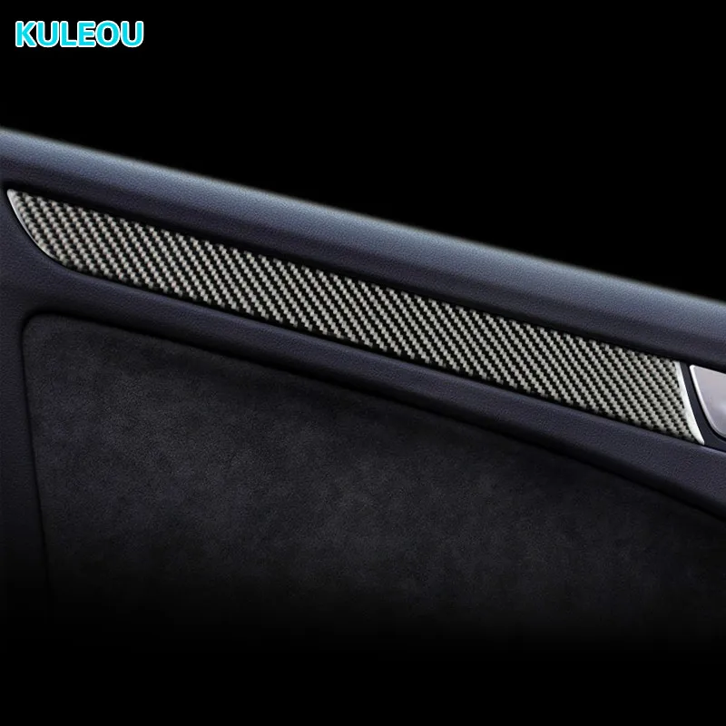 

Наклейка на дверную Панель салона автомобиля из углеродного волокна, отделка крышки, отделка панели, автомобильная наклейка для Audi A4 B8 2009-2016...