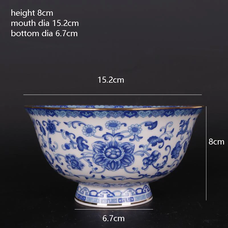 

6 Inch Qing Dynasty Qianlong Blue And White Bowl Fine Bone China Antique Bowl With Gold Twig Pattern