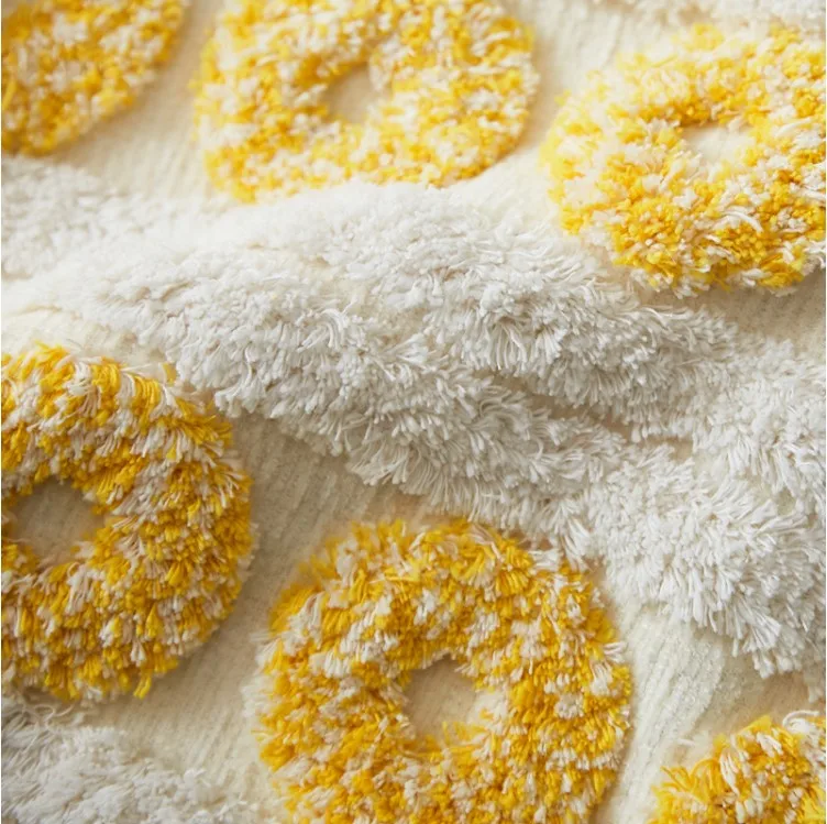 Наволочка с вышивкой желтого круга 30x50 см Геометрическая синельная квадратная