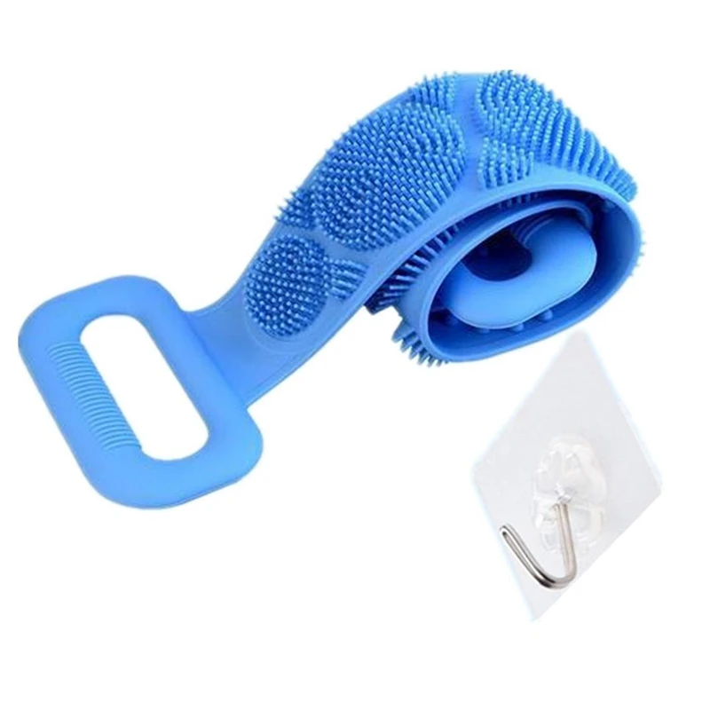 

Силиконовые кисти банные полотенца трение спины грязь пилинг массаж тела Душ ic щетка Гибкая скруббер кожа (синий)