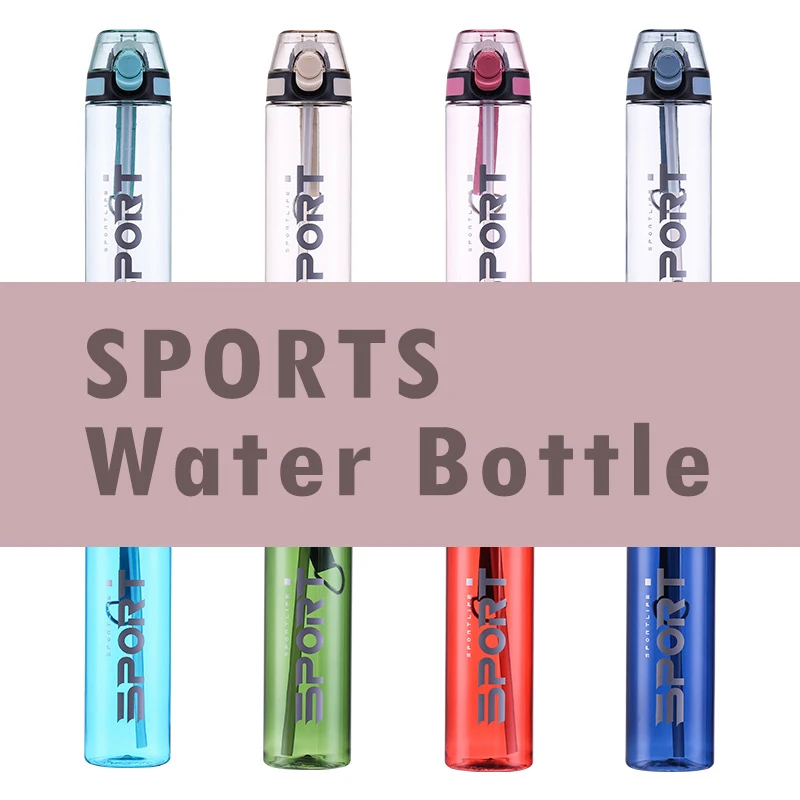 Прозрачная бутылка для воды с трубочкой широким горлом портативная посуда