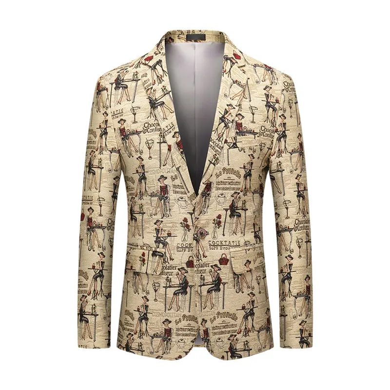 2020 New Big Size Men 3d Print Suit Blazer Jacket Good Quality Men Suits Slim Fit Casual Jacket