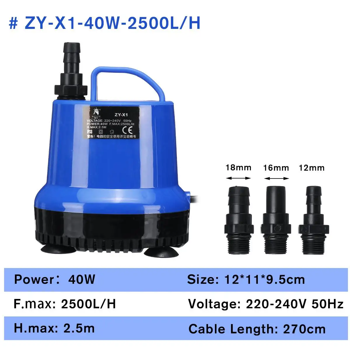 

NEW 15/25/60W Ultra-Quiet Submersible Water Fountain Pump Filter Fish Pond Aquarium Water Pump Tank Fountain