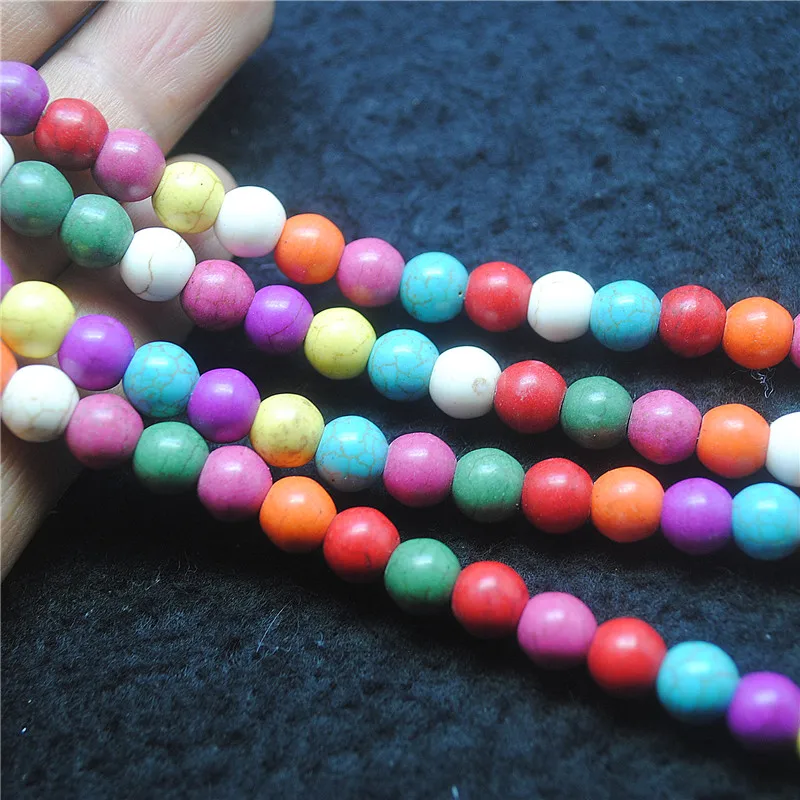 

100PCS New Turquoise Beads Round Shape Mix Colors Size 8MM For Women Bracelets Making DIY Jewelry Acessories Free Shipping Whole