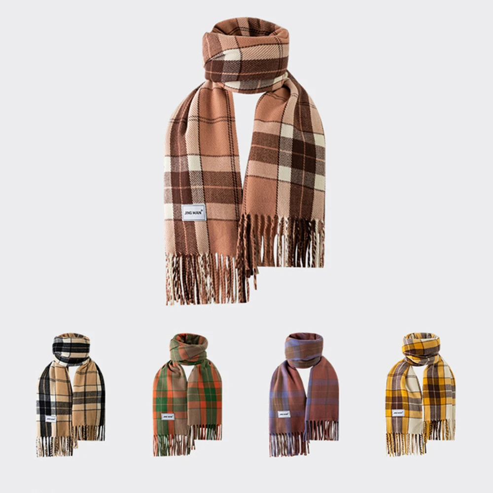 

2021 Large Plaid Shawls Scarf Winter Scarves For Women Warm Wraps Lady Neck Headband Blanket Imitation Cashmere Autumn Winter