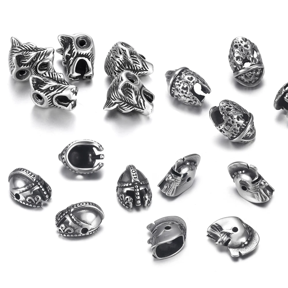 4 шт нержавеющая сталь животных &quotВолк&quot Дракон Шлем Бусины 2 мм отверстием