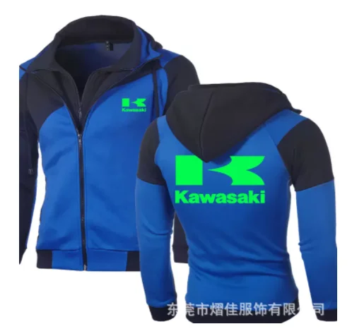 

Fashion Men winter Motorcycle Hoodies Kawasaki Sweatshirts Cotton Casual Repsol Zip Male Hooded coats men jackets