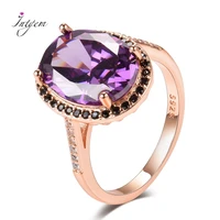 rose gold luxury created amethyst gemstone rings for women real 925 sterling silver jewelry ring wedding party gift wholesale