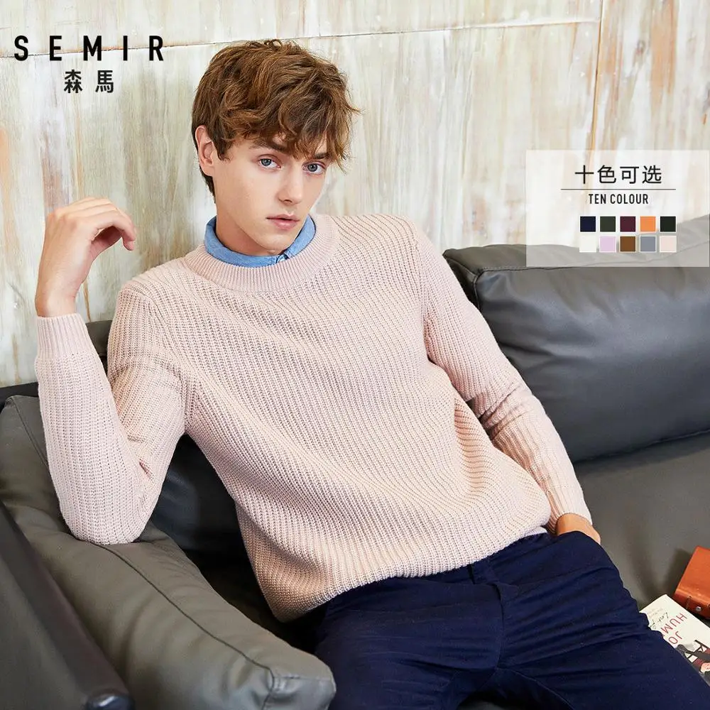 SEMIR осенне-зимний модный мужской свитер теплый толстый облегающий Мужской пуловер трендовый вязаный жаккардовый мужской свитер 10 цветов