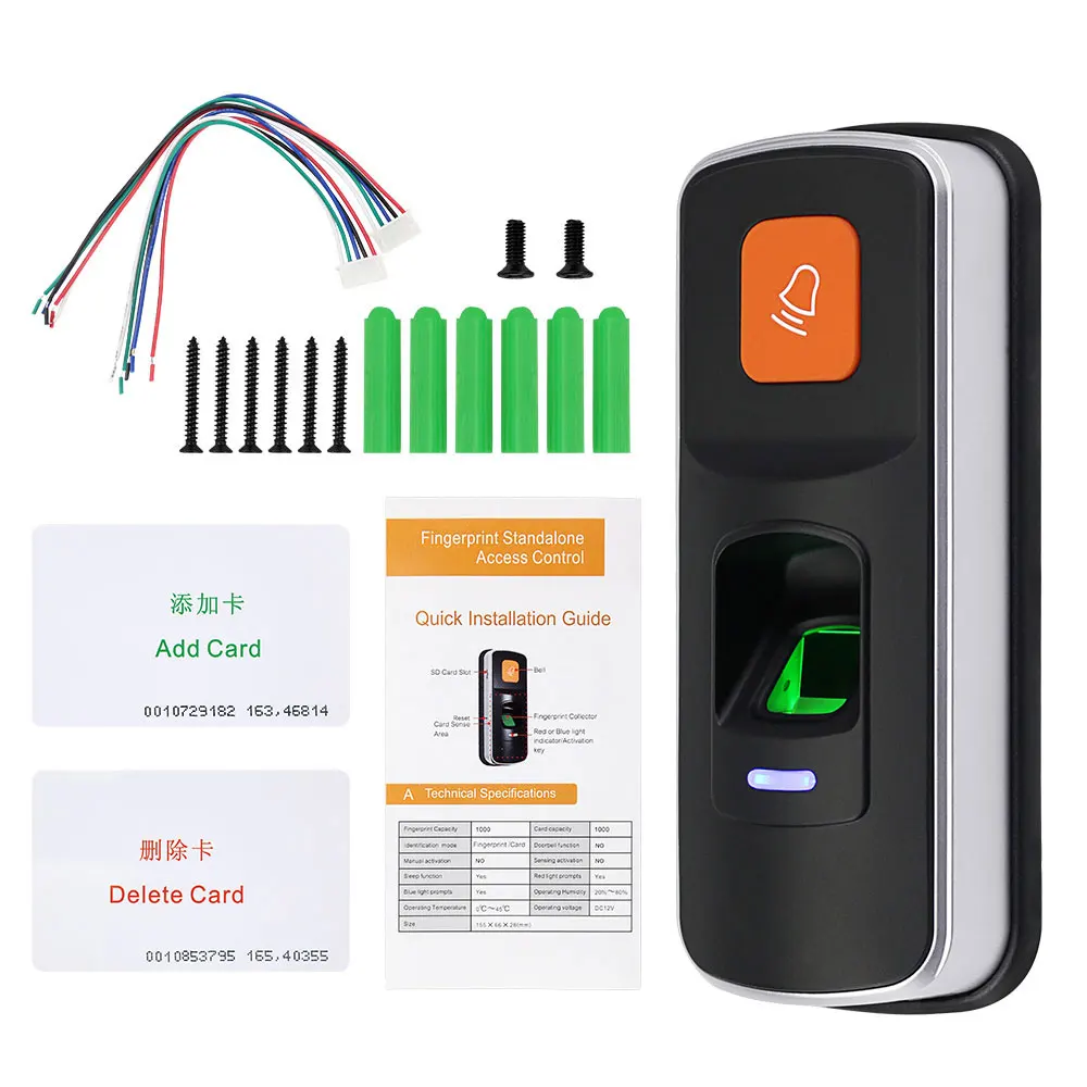

RFID Fingerprint Access Control Reader Biometric System Fingerprint Access Controller Door Opener Support SD Card Doorbell WG26