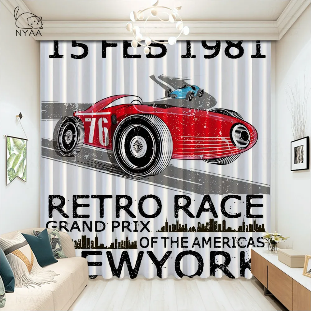

Vintage Retro Motorcycle Curtain Partition For Room Curtains In The Nursery Window Curtains For Children'S Room Micro Shading