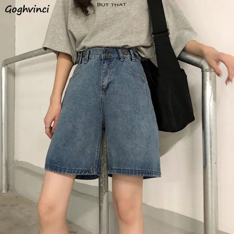 

Shorts Women Straight Loose Wide Leg Short Denim Trousers Womens Ins Retro All-match Chic Stylish Bottoms Female Comfortable New