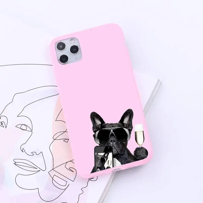 

Lovely dog puppy Pug Bulldog balloon Phone Case Candy Color for iPhone 6 7 8 11 12 s mini pro X XS XR MAX Plus