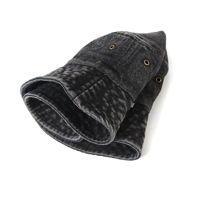 

Vintage women Solid Wased Cotton Bucket hat Adult men Casual Soft Denim Panama Caps gorros