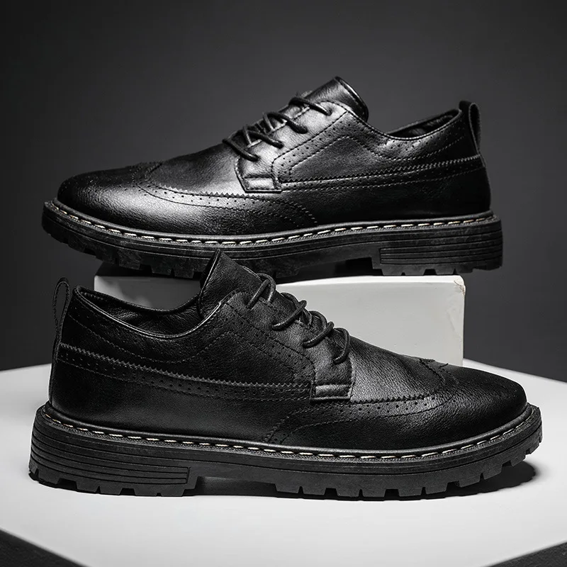 

2021 New Men's Shoes Autumn Men's Business Formal Wear Small Leather Shoes Trendy British Brogue Casual Shoes