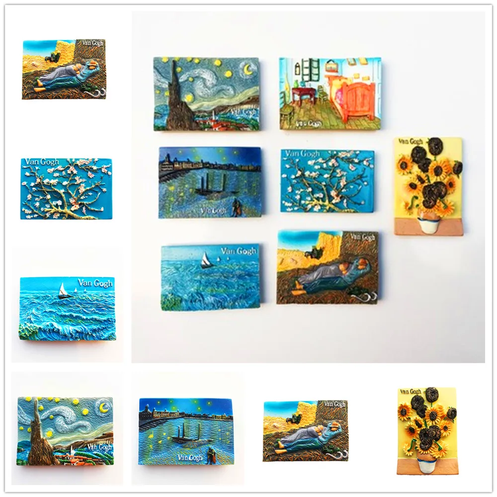 

Netherlands Van Gogh painted it 3D Fridge Magnets Tourism Souvenir Refrigerator Magnetic Sticker Collection Handicraft Gift
